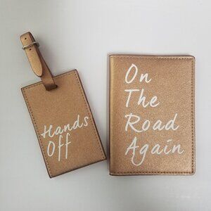 Understated Leather “On the Road Again” Travel Set Luggage Tag Passport Cover